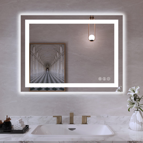 Wrought Studio Dokes Frameless AntiFog LED Lighted Dimmable Wall